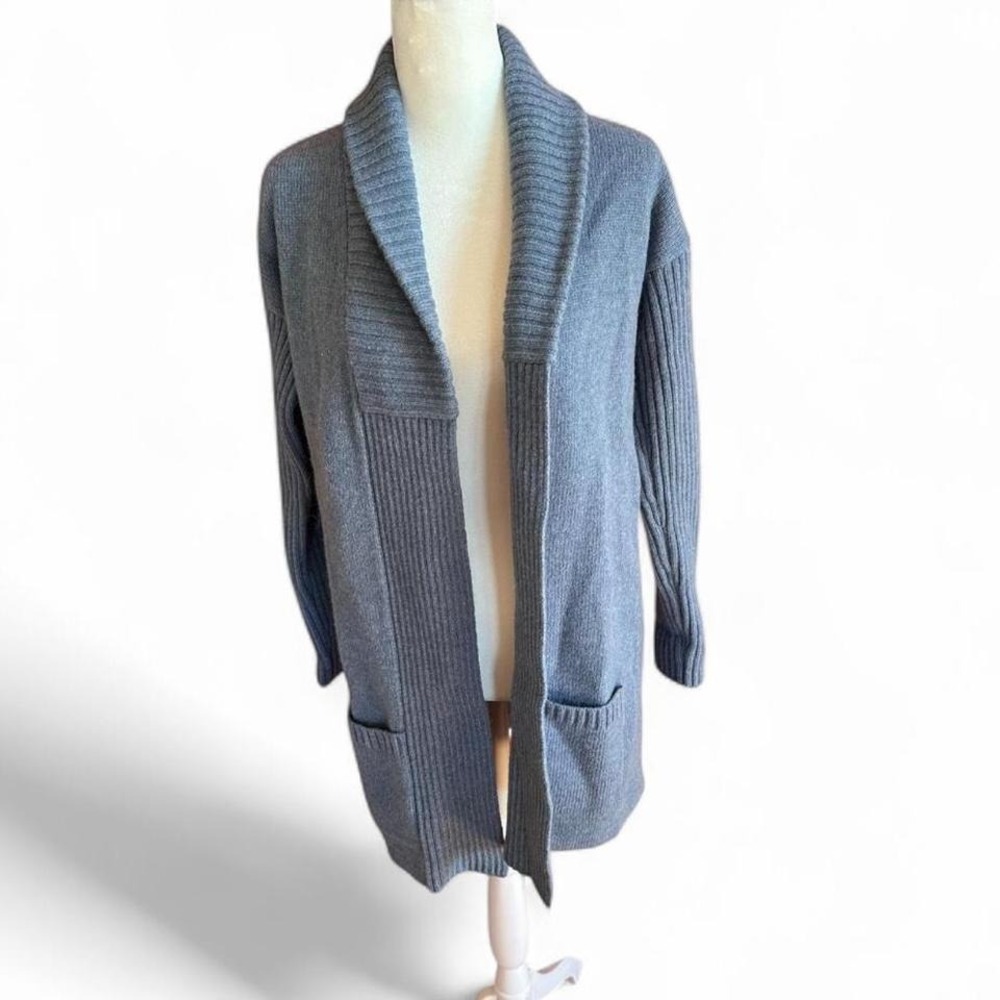 Western Range Blue‎ Gray Wool Blend Long Open Cardigan Sweater Size Small